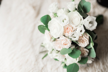Wonderful luxury wedding bouquet of different flowers