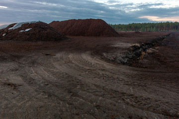 Ukraine, the Polesie region, peat fields, extraction of a mineral
