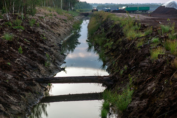 Ukraine, the Polesie region, peat fields, extraction of a mineral