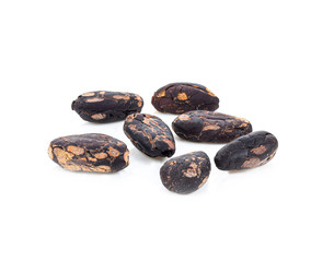 cocoa beans  isolated on white background