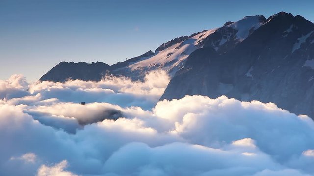 Splendid view on the peaks of Dolomites Alps. Location South Tyrol, Italy, Europe.