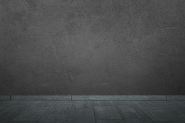 Fliesenboden und graue Wand 