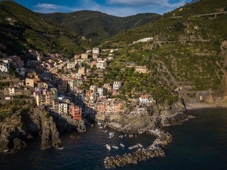 Riomaggiore of Cinque Terre, Italy - Traditional fishing village in La Spezia, situate in coastline of Liguria of Italy. Riomaggiore is one of the five Cinque Terre travel attractions.