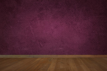 Holzboden und dunkelrote Wand 