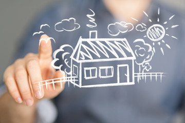  house in among houses for real estate