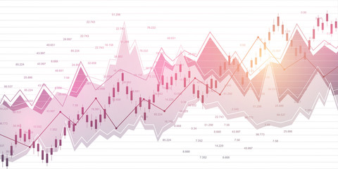Stock market and exchange. Business Candle stick graph chart of stock market investment trading. Stock market data. Bullish point, Trend of graph. Vector illustration