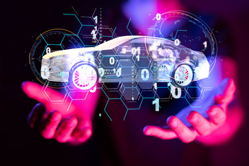 digital car technology smart in virtuel room