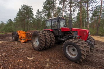 Ukraine, the Polesie region, peat fields, mining with special fossil technique