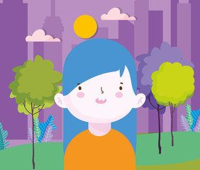 smiling little girl in the park nature outdoors