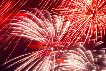 Photos of fireworks for the New year and Christmas   Photo taken on the roof of the house, Moscow,...