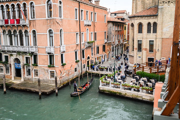 Fototapeta na wymiar 09.10.2019 Venice, Italy, cafe on the embankment of the Grand canal.