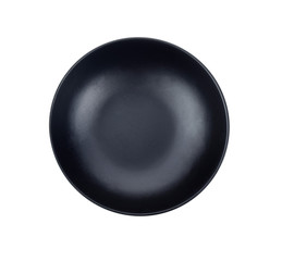 top viwe black bowl  isolated on white background