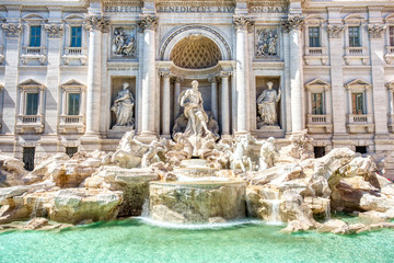 Obraz na płótnie Canvas Illuminated Fontana Di Trevi, Trevi Fountain at Dusk, Rome