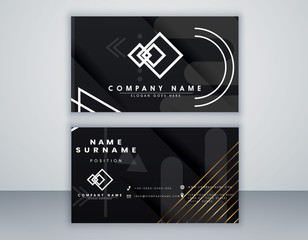Modern black abstract bussines card template. Elegant element composition design with clean 