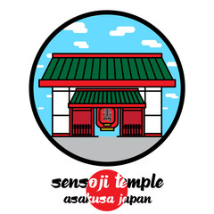 Circle icon Sensoji Temple. vector illustration