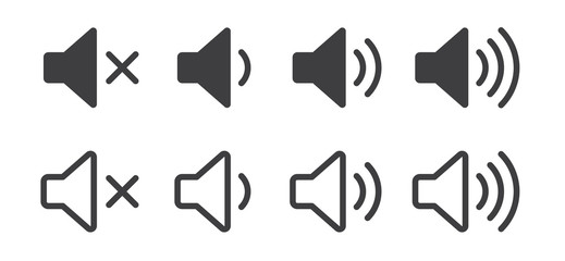 Set of Sound Icons Vector Design Flat Style Volume levels