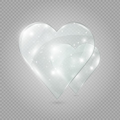 Glass heart on a transparent background, illustration.	