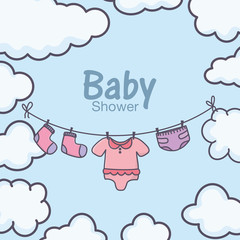 baby shower hanging clothes sky clouds