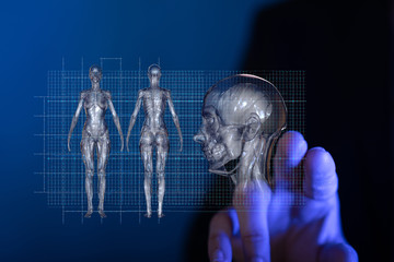 medical network connection with modern virtual screen, medical technology network concept.