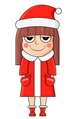 Winter cute girl. New Year and Xmas cute set of beautiful girl.