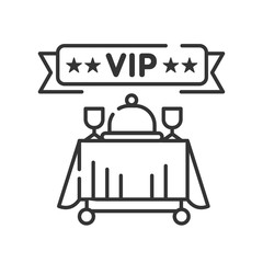 Vip restoraunt line black icon. Gourmet restaurant, prestigious party service. Luxury reception food and drinks. Five star restaurant. Sign for web page, mobile app, logo. Vector isolated template.
