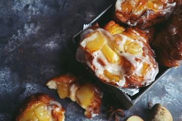 Homemade Apple Fritters with cinnamon glaze