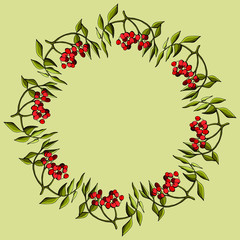 round wreath of red rowan berries