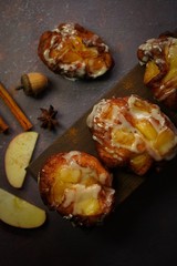 Homemade Apple Fritters with cinnamon glaze