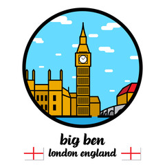 Circle Icon big ben. vector illustration