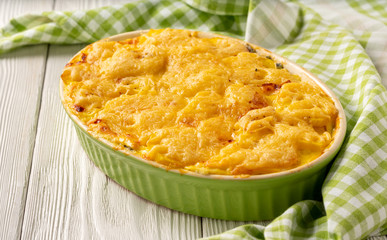 Potato, spinach and feta cheese casserole.
