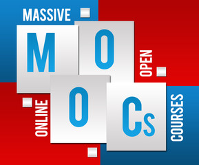 MOOCs - Massive Open Online Courses Blue Red Squares Text 