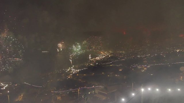 New year fireworks in the capital of Madeira island, Funchal city