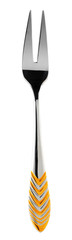 Table fork with golden pattern isolated on white background