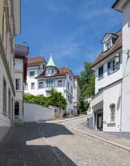 Fototapeta na wymiar A street with medieval buildings in Lucerne, Switzerland