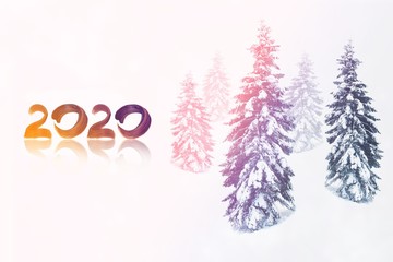 Fir trees new year 2020 concept 