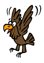 Eagle flying and smiling, color cartoon