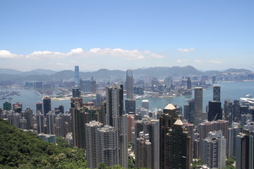 Fototapeta na wymiar ビクトリアピークから望む香港の風景　日中