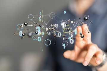 Business Man Hand Writing Social Network