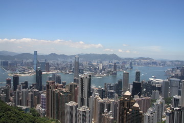 Fototapeta na wymiar ビクトリアピークから望む香港の風景　日中