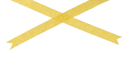Golden ribbon isolated on white background.