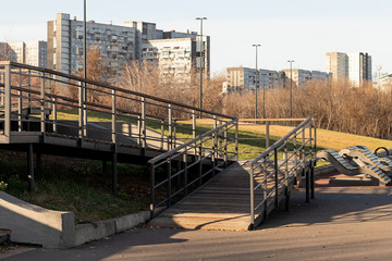 Ramp for a descent from the hill for strollers and wheelchairs t
