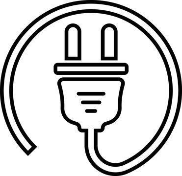 black plug icon with cable clip art preview