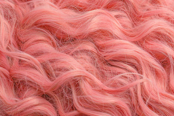 Pink wavy hair pattern. Top view.