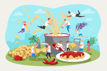 Fototapeta premium Pasta, kitchen, family gatherings, food concept.