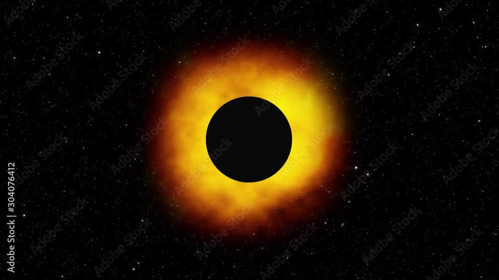Poster computer generated solar eclipse against a starry backdrop, 3d rendering