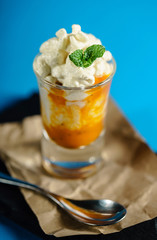 dessert with whipped cream