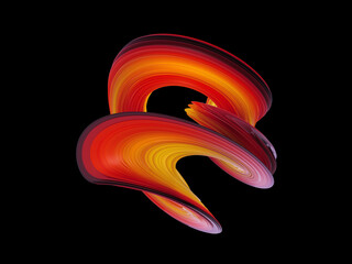 3D colorfull abstract twisted shape isolated. Computer generated swirling geometric. 3D rendering.	