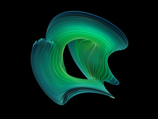3D colorfull abstract twisted shape isolated. Computer generated swirling geometric. 3D rendering.	