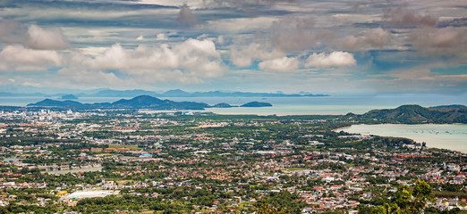 Fototapeta premium Phuket, Thailand, View from the observation deck at the big Buddha. Magnificent panorama.
