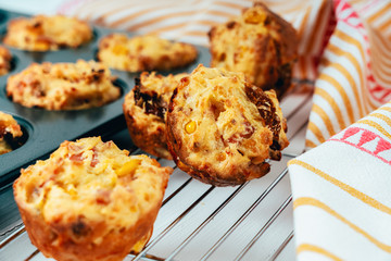 Ham, Sweetcorn and Tomato Muffins